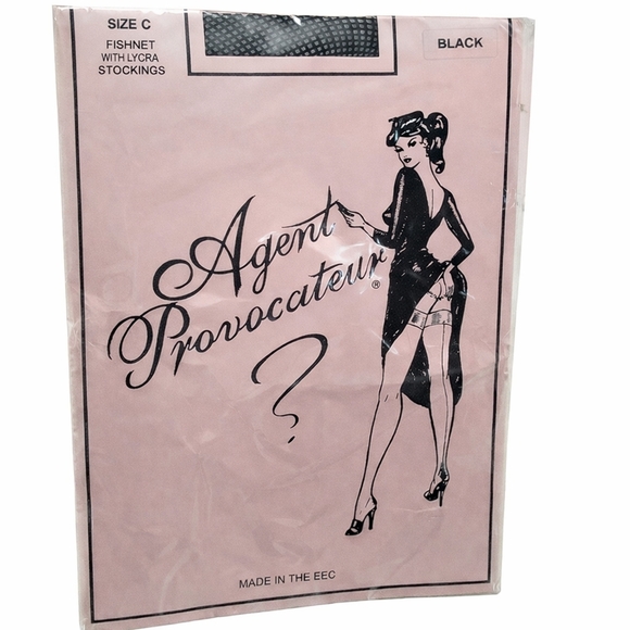 Vintage Agent Provocateur Fishnet with Lycra Stockings Black Size C